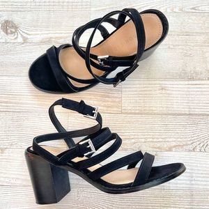 London Rag Strappy Block Heel Sandals | Black Size 7‎
